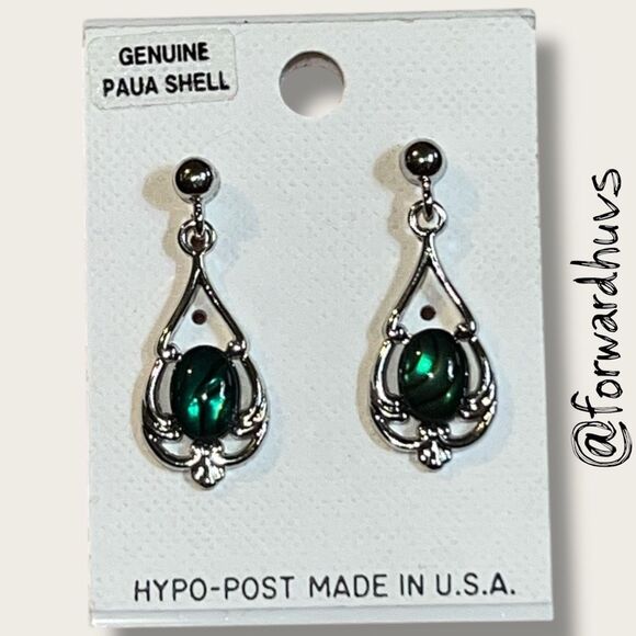Bohemian Teardrop Earrings – Genuine Paua Shell - Picture 6 of 11